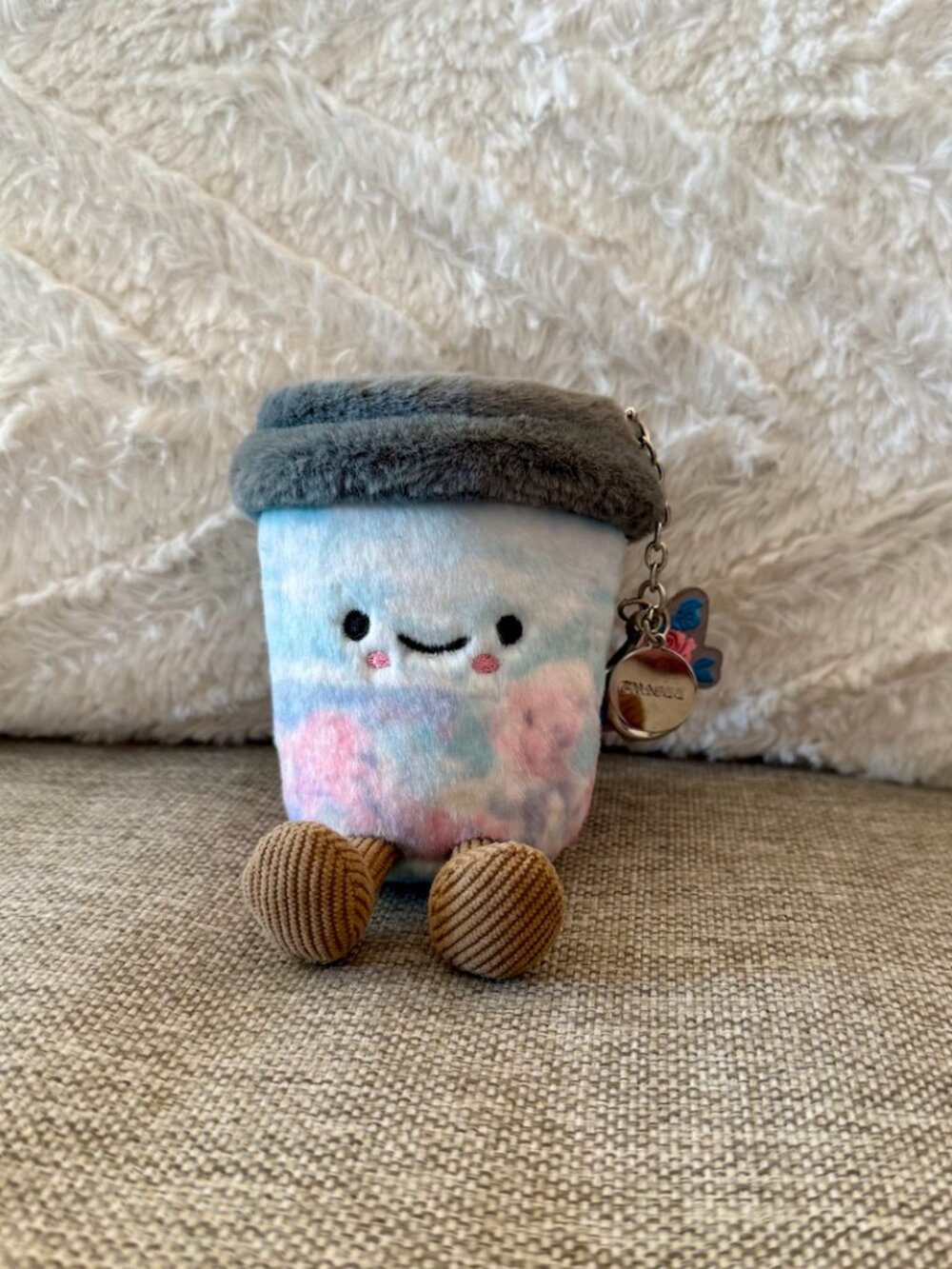 Rare CHAGEE Tie-dye Plushie Tea Cup Bag Charm Keychain $99